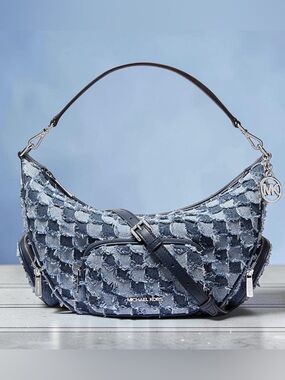 MICHAEL KORS Jet Set Travel Small Patchwork Denim Convertible Wristlet